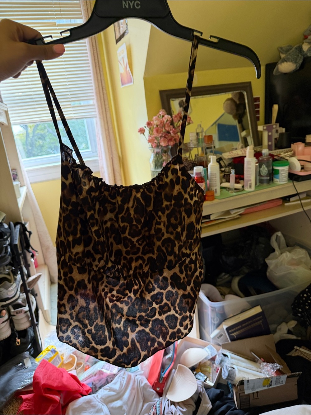 SHEIN Brown Leopard Print Cami Crop Top